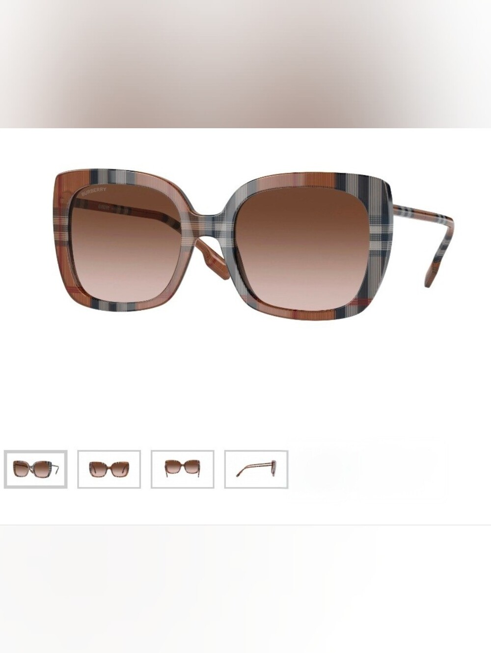 Burberry Plaid Square Sunglasses in Brown and Gray